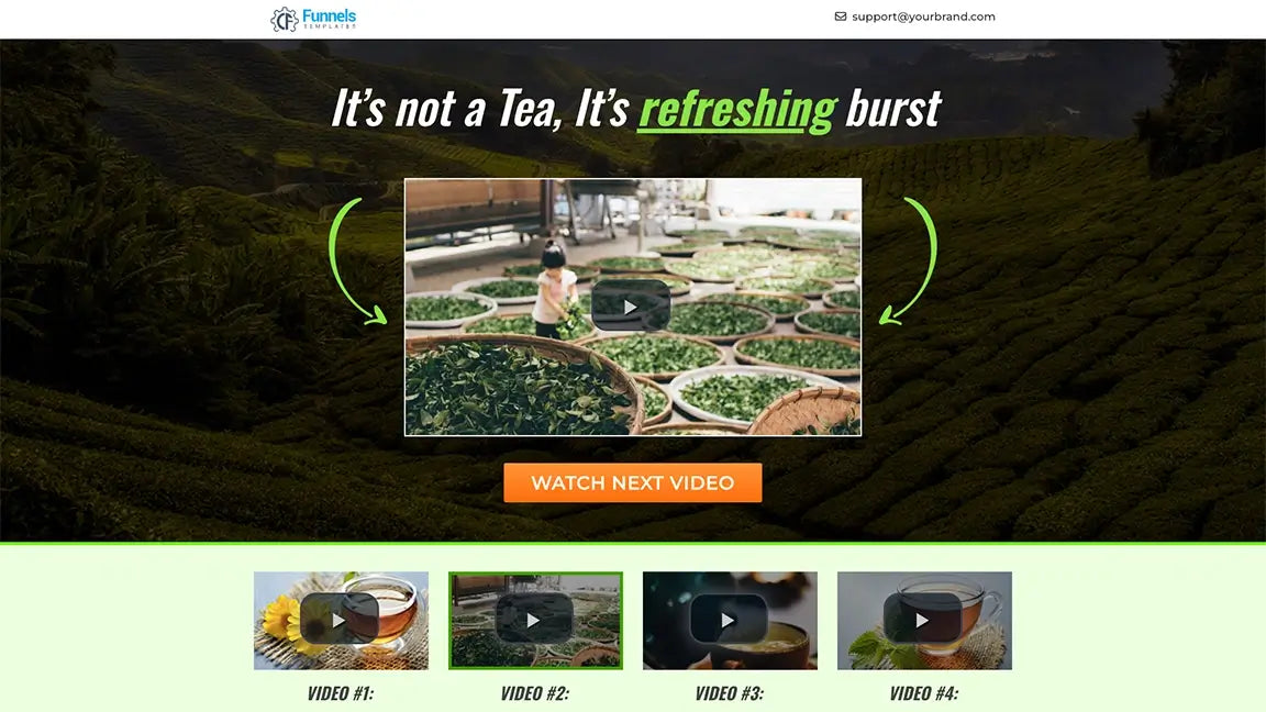 sales-funnel-for-green-tea-product-video-funnel-Video-1-page