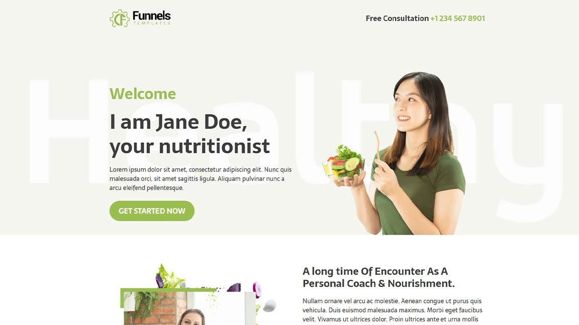 Sales Funnel for Nutrition & Wellness - Optin