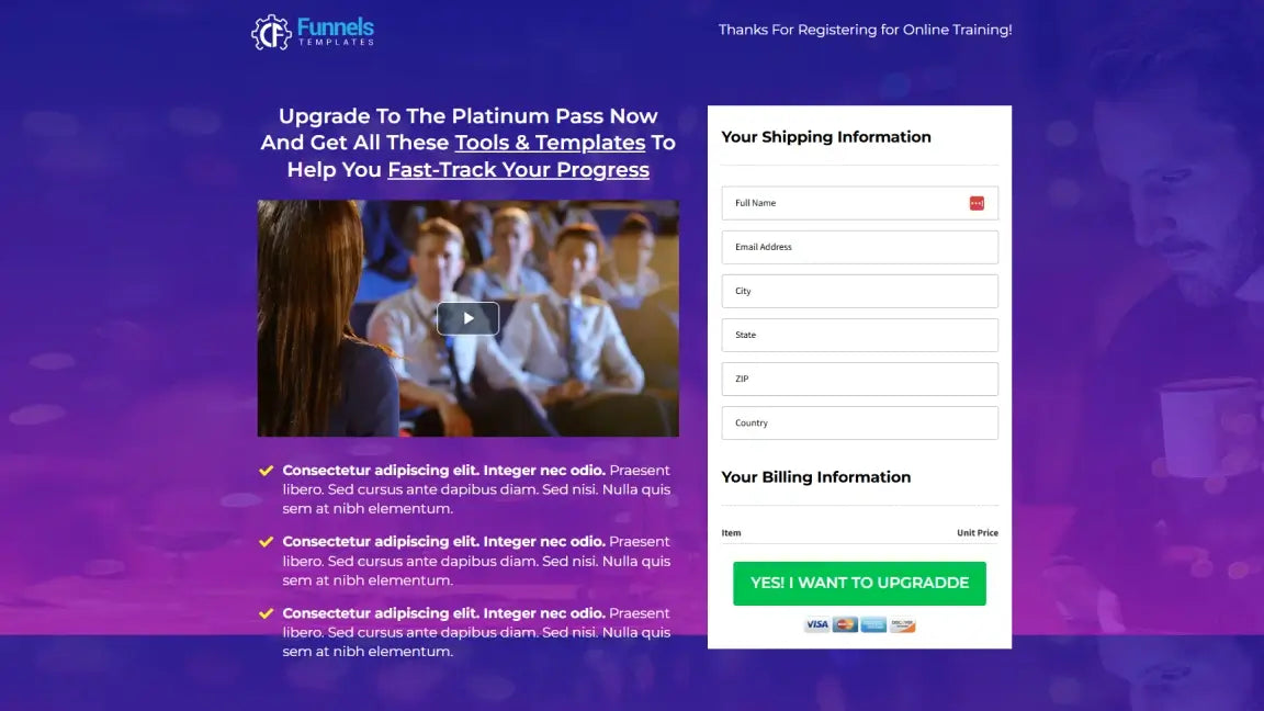Training and Coaching Funnel - Order Page