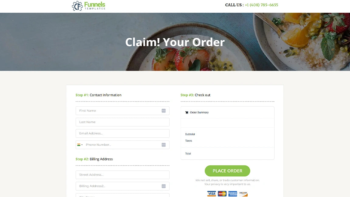 sales-funnel-for-organic-ecommerce-products-order-page