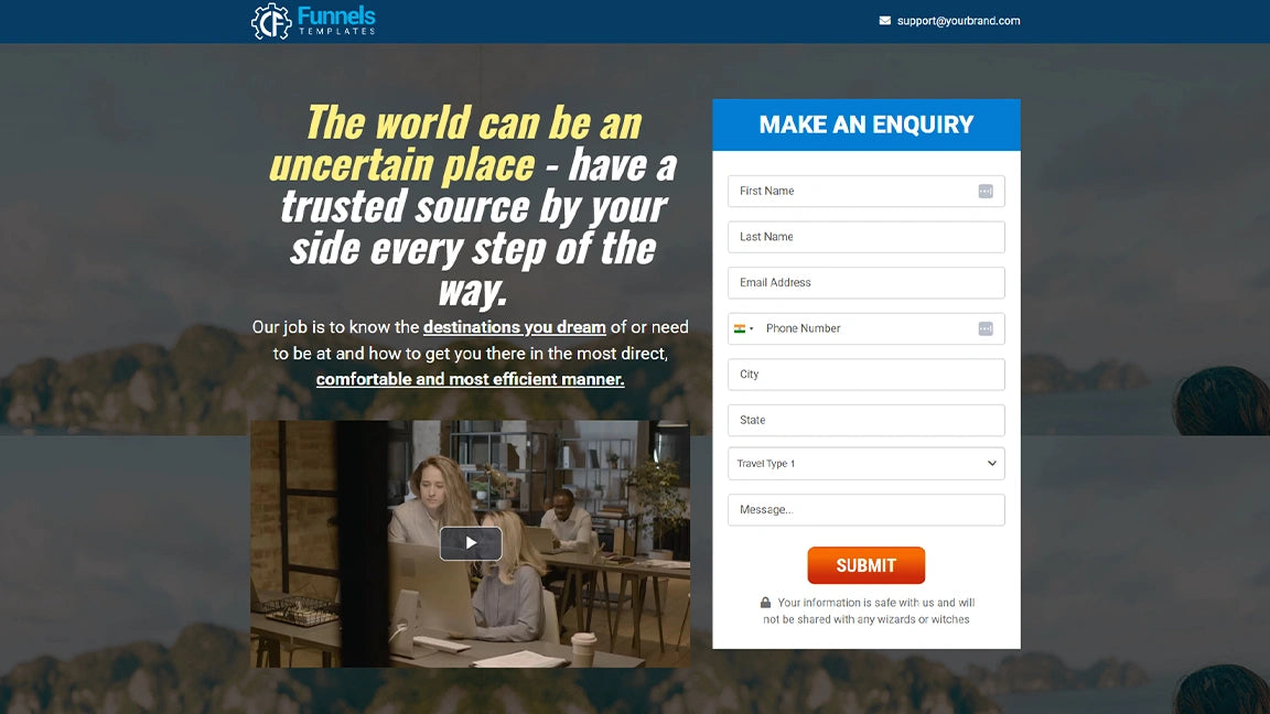 sales-funnel-for-travel-vacation-booking-inquiry-page