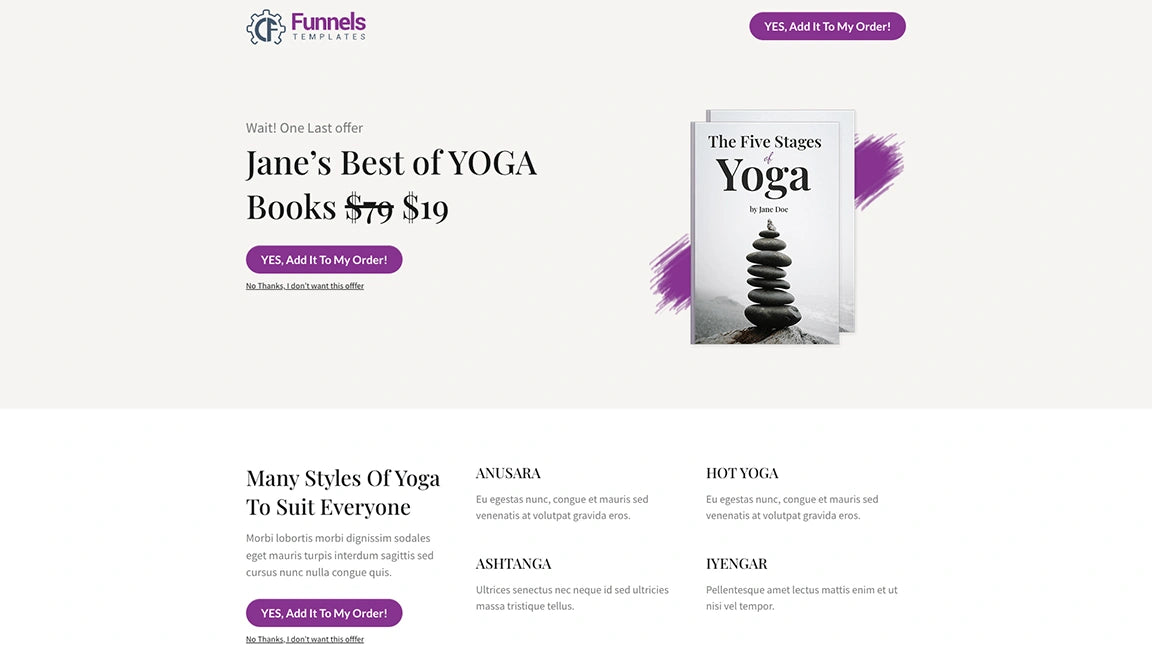 sales-funnel-for-yoga-fitness-program-Downsell-page