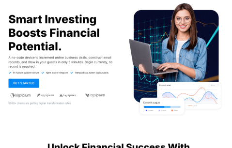 Preview banner showcasing a smart investing pre-built funnel with financial growth insights.