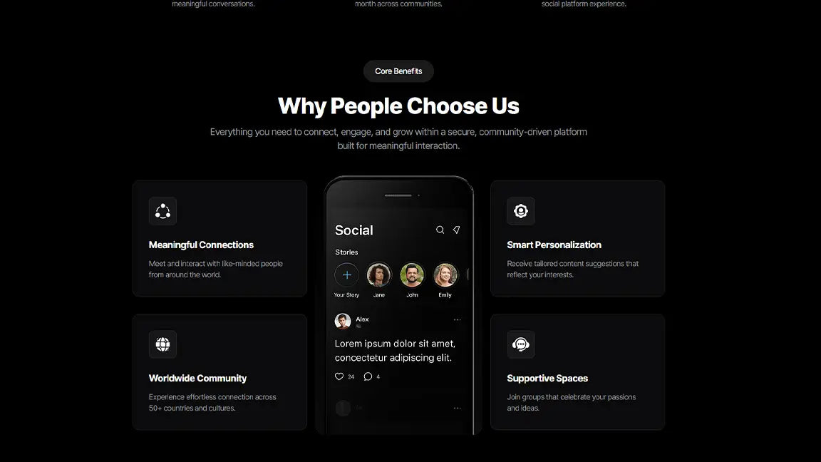 Social Community Growth Funnel - Core Benefits