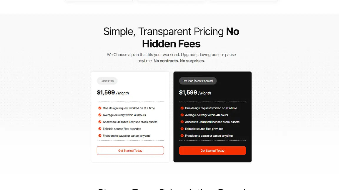 Lead Generation Funnel for Unlimited Graphic Design Services - Pricing