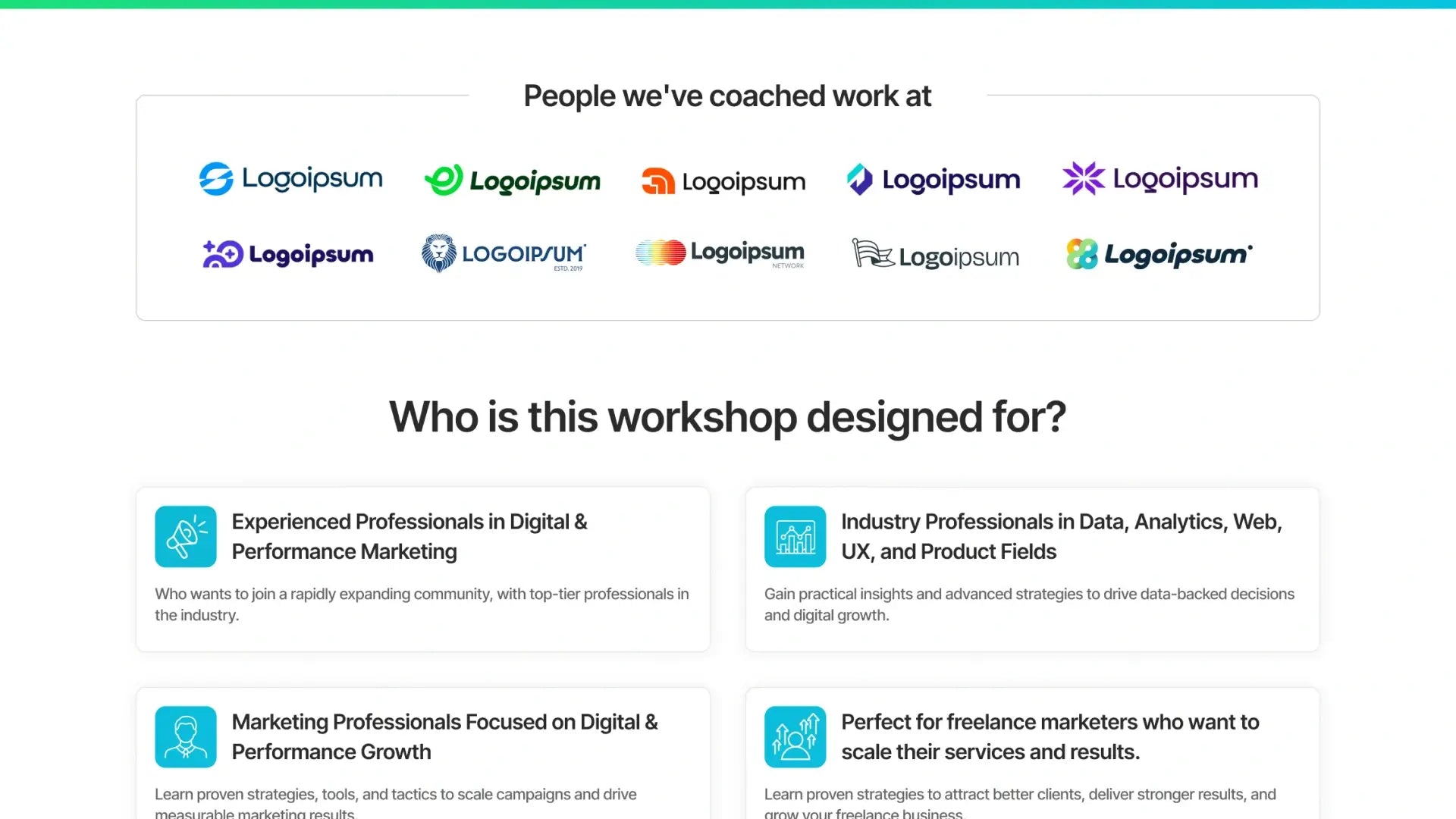 Webinar Funnel for Marketing Workshop - People we have coached work at