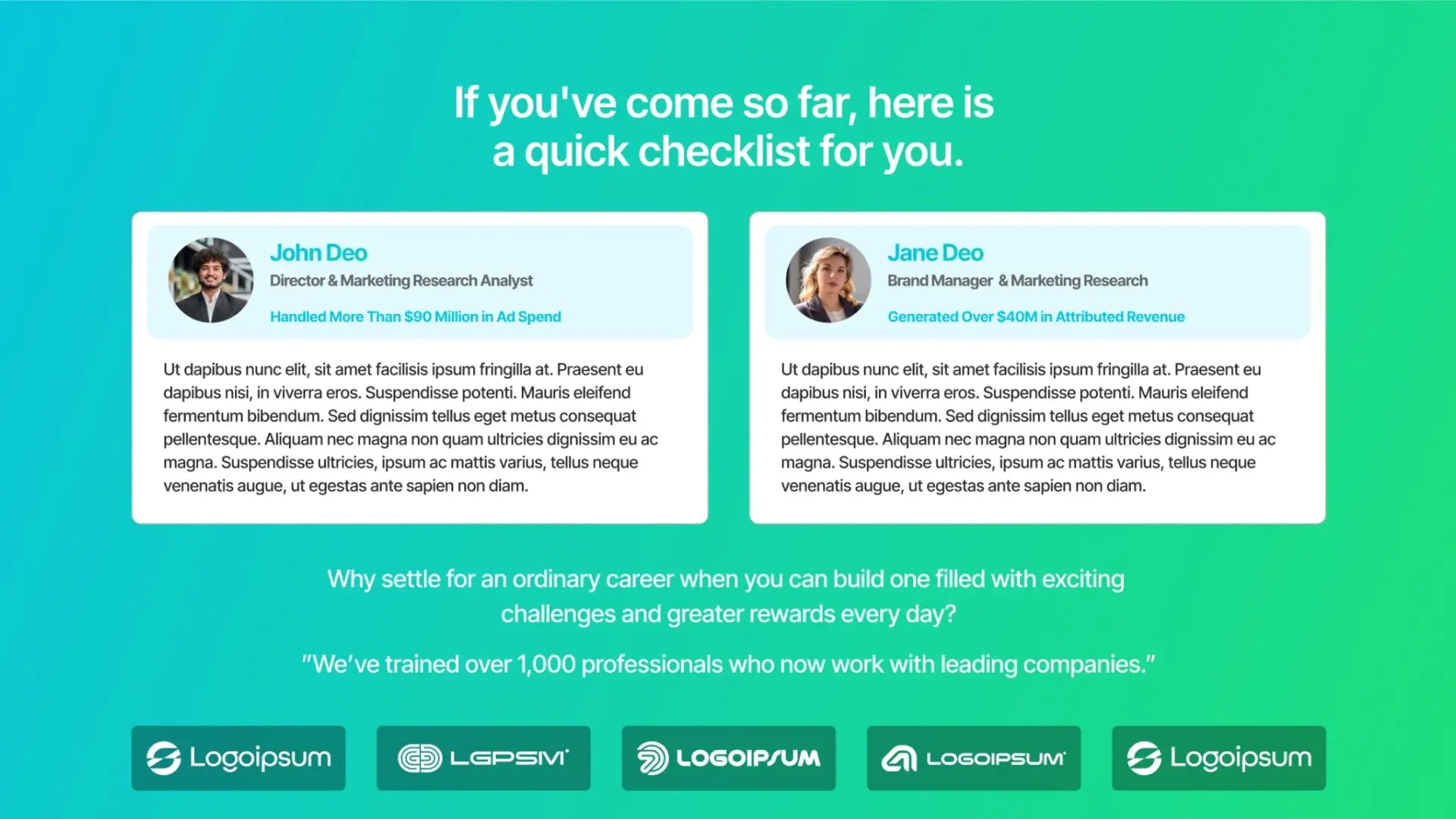Webinar Funnel for Marketing Workshop - Testimonials