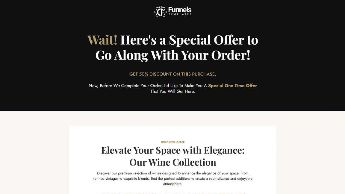 Downsell Offer - Luxury Wine & Spirits Store