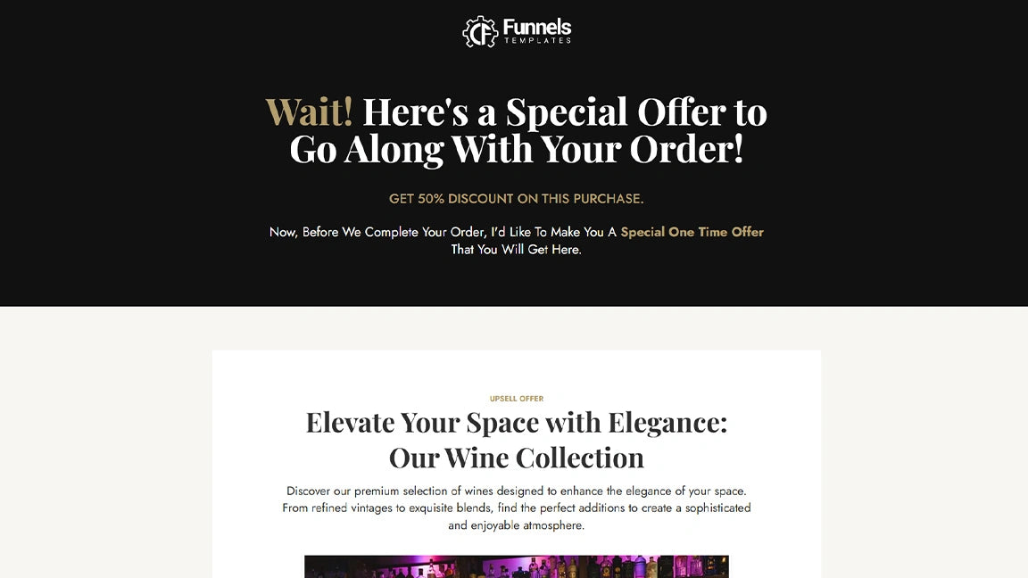 Upsell Offer - Luxury Wine & Spirits Store
