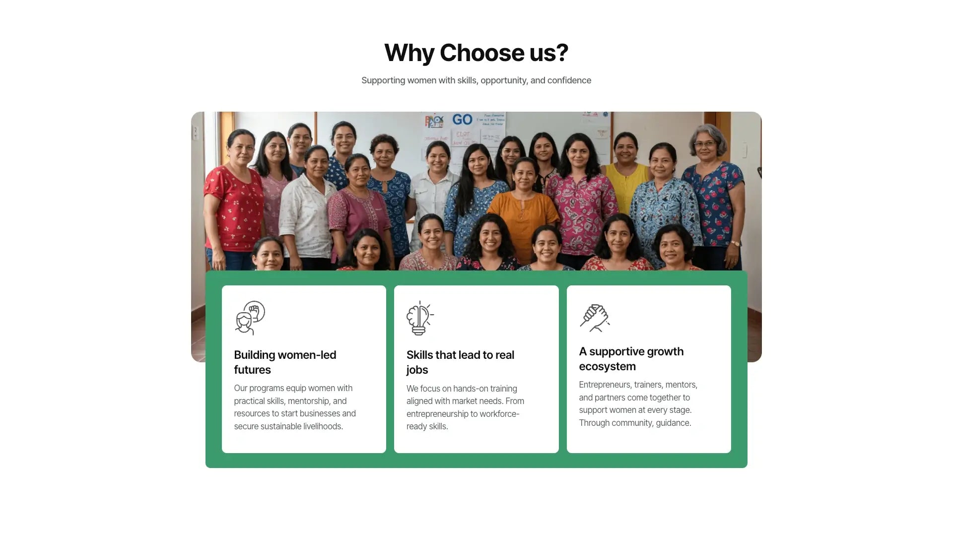 Women Empowerment & Skill Development Funnel - Why Choose Us